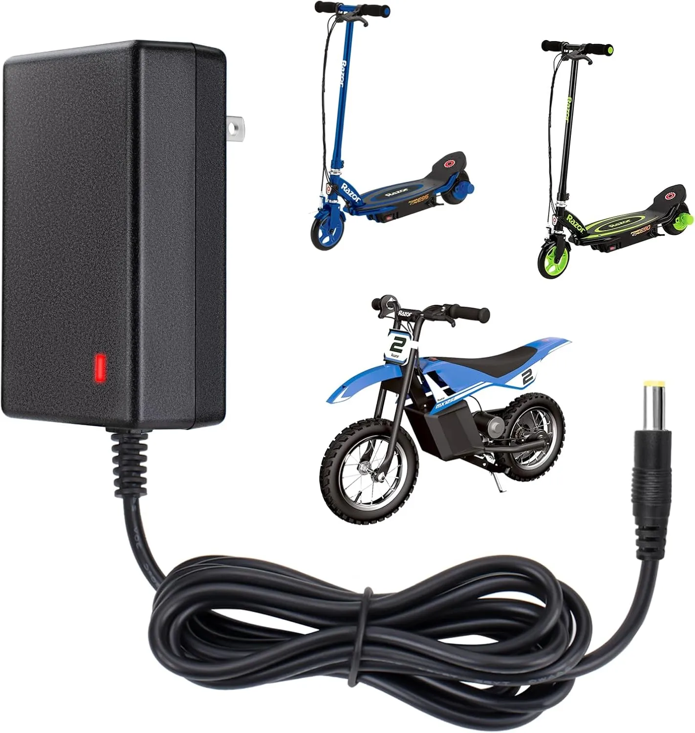 12v Charger for Razor Power Core E90 Charger for Electric Scooter Black Label Powercore E90 E95 12V Kids Ride On MX125 Dirt Bike 5FT 12 Volt Power Adapter