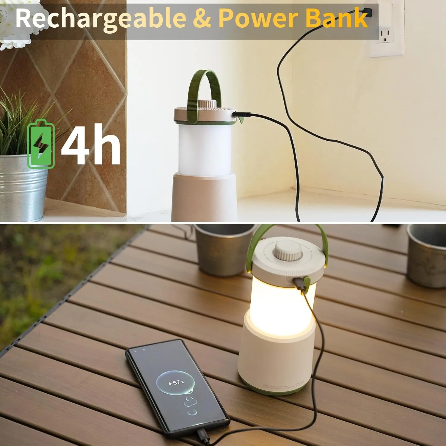 2PK LED Camping Lantern Rechargeable, 800LM, 230Hours Runtime, 5 Modes Camping Light with Red Light, IPX4 Waterproof Lantern Flashlight for Hurricane,Emergency,Power Outages,Home,Hiking