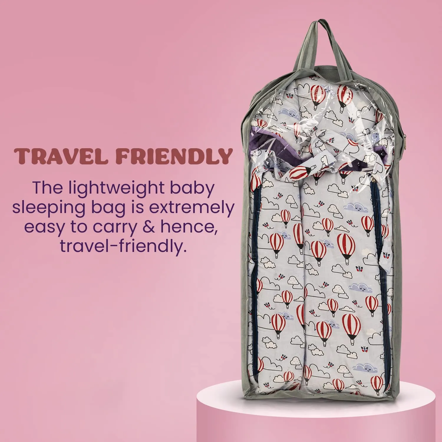 BAYBEE Freya Luxury Casey Sleeping Carry Bag, Cotton Baby Bed Cum Carry Bed, Printed Baby Sleeping Bag for Kids-Infant Portable Bassinet