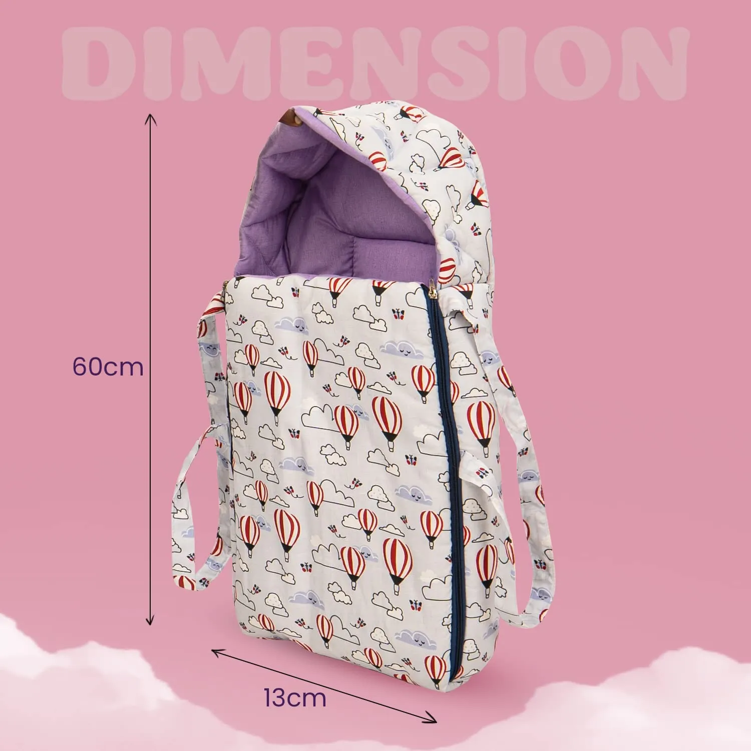 BAYBEE Freya Luxury Casey Sleeping Carry Bag, Cotton Baby Bed Cum Carry Bed, Printed Baby Sleeping Bag for Kids-Infant Portable Bassinet