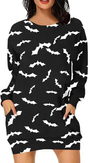 BOUTIKOME Womens Halloween Pumpkin Sweatshirt Black Cat Long Sleeve Crewneck Pullover Shirts with Pocket Tunic Tops