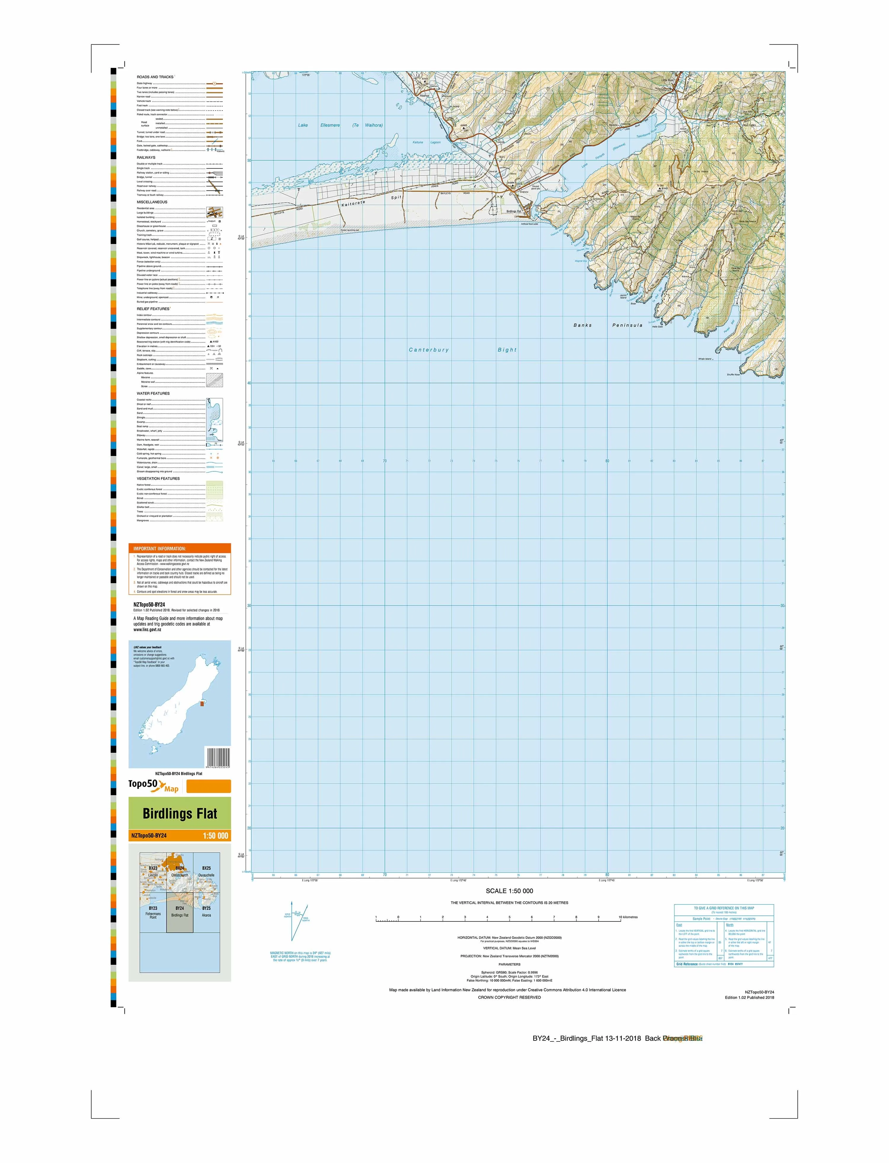 BY24 - Birdlings Flat Topo50 map