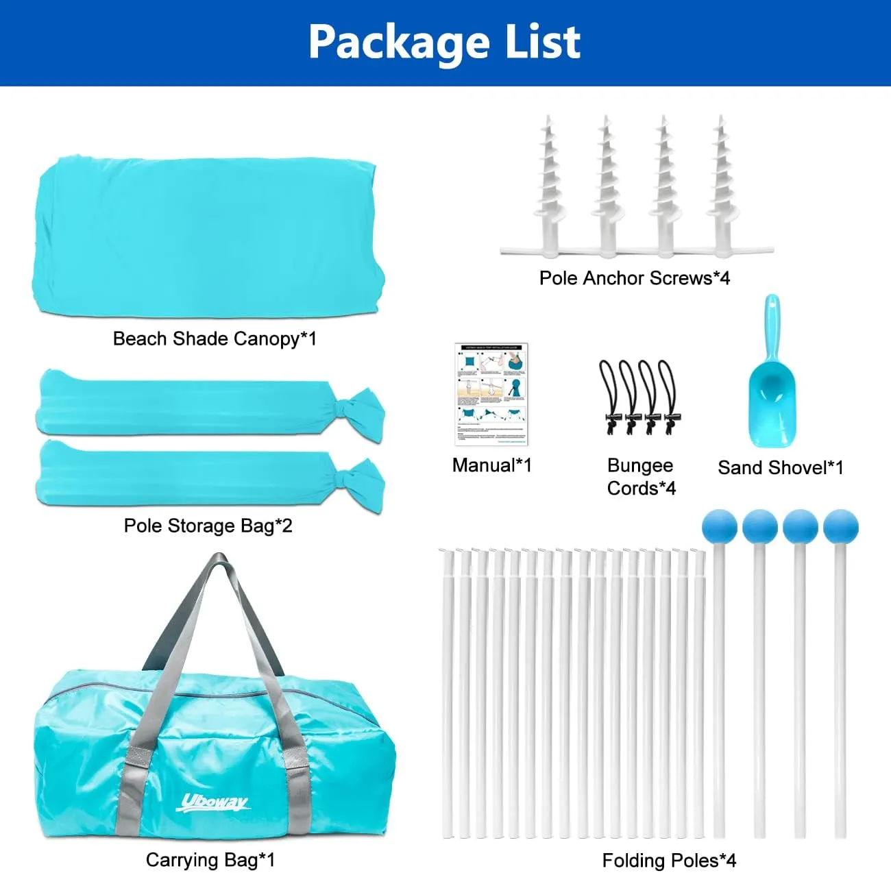 Camping Tent UPF50  with 8 Sandbags, Beach Shade Canopy for 6-12 Persons, Pop Up Canopy for Camping, Picnics, 12X12FT Turquoise