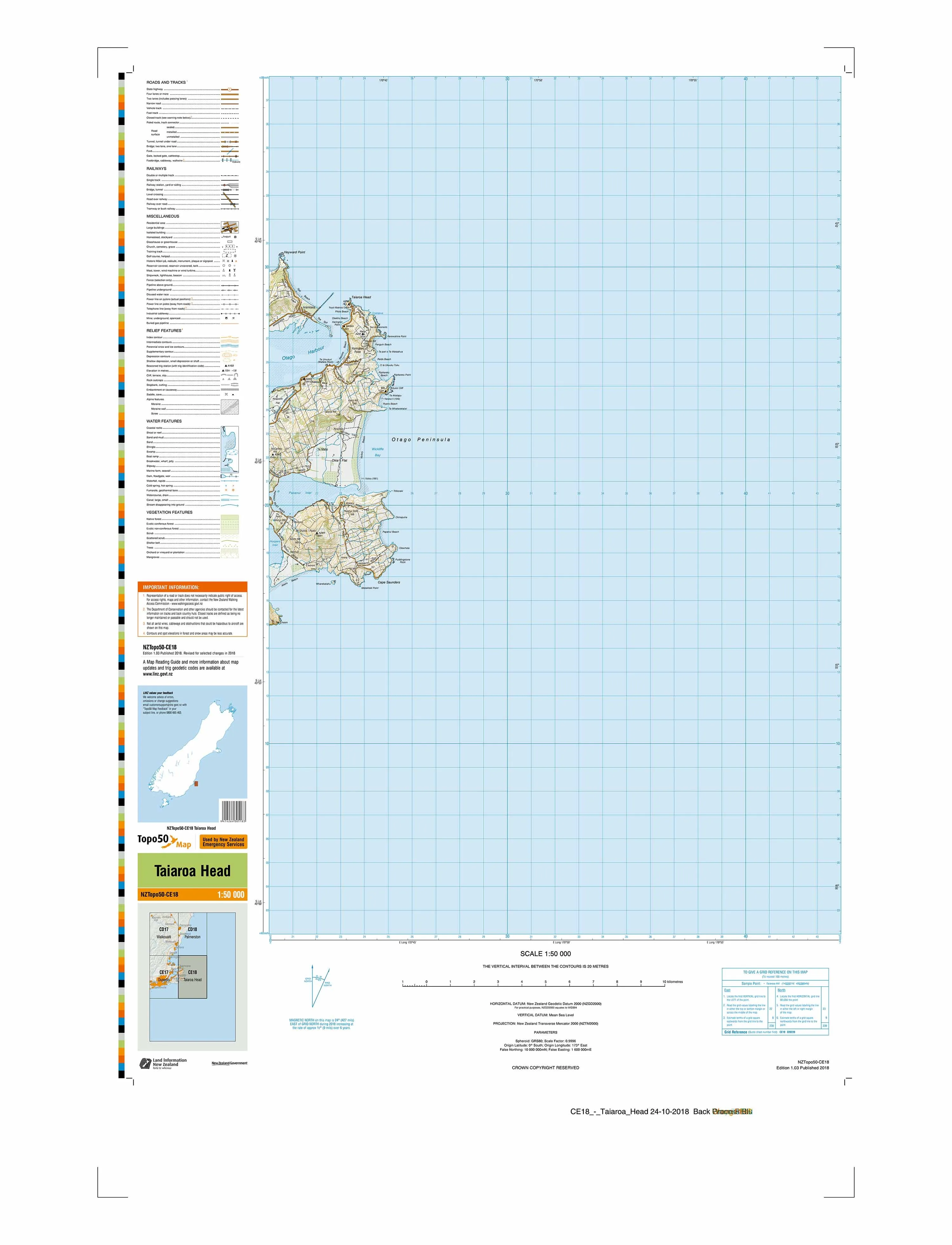 CE18 - Taiaroa Head Topo50 map