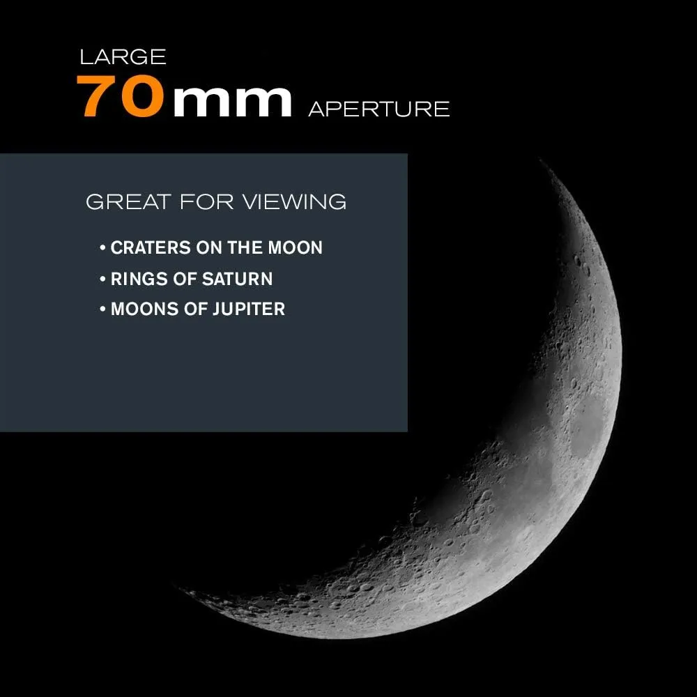 Celestron - AstroMaster 70AZ Telescope - Refractor Telescope - Fully Coated Glass Optics - Adjustable Height Tripod  Bonus Astronomy Software Package