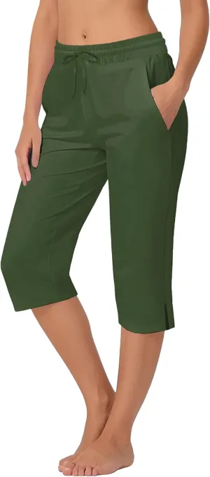 Deerose Women Capris Pants Quick Dry Beach Swimming Pants with Pockets