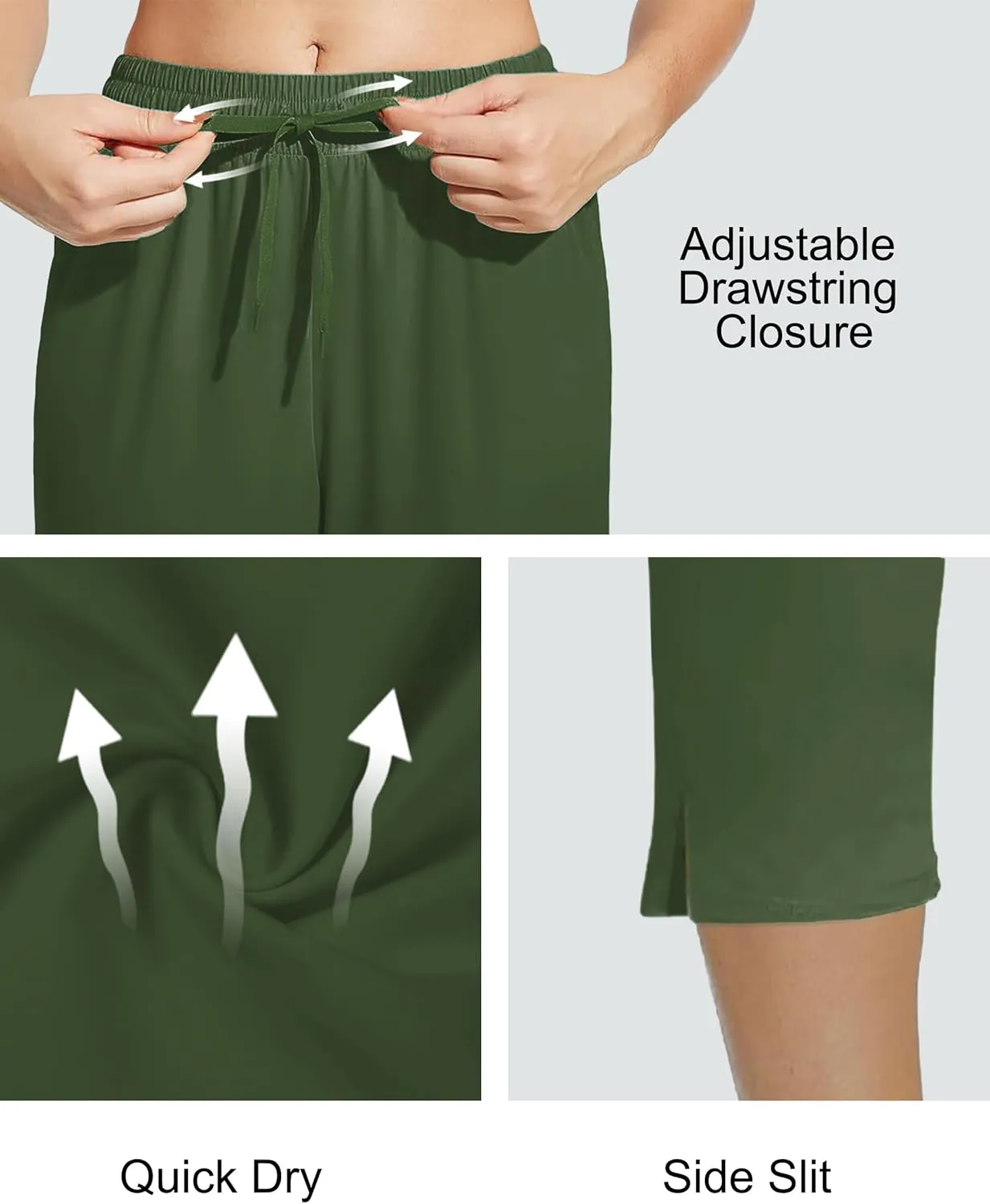 Deerose Women Capris Pants Quick Dry Beach Swimming Pants with Pockets