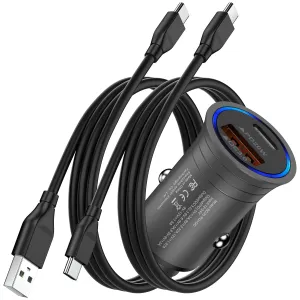 everyday USB C Car Charger Adapter with 2 Pack 6FT USB Cables Cigarette Lighter USB Charger Fast Charging Cord Type C Cable Cord PD20W QC18W USB C Car Phone Charger for iPhone 15 Pro SamSung Galaxy, Black