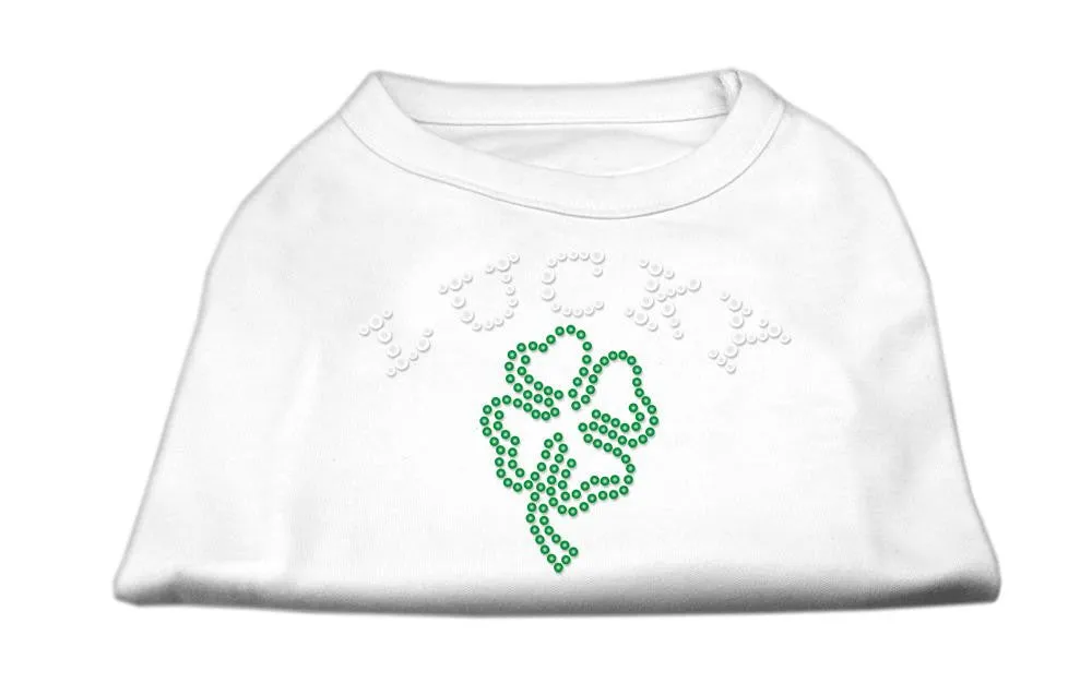 Four Leaf Clover Outline Rhinestone Shirts White M (12)