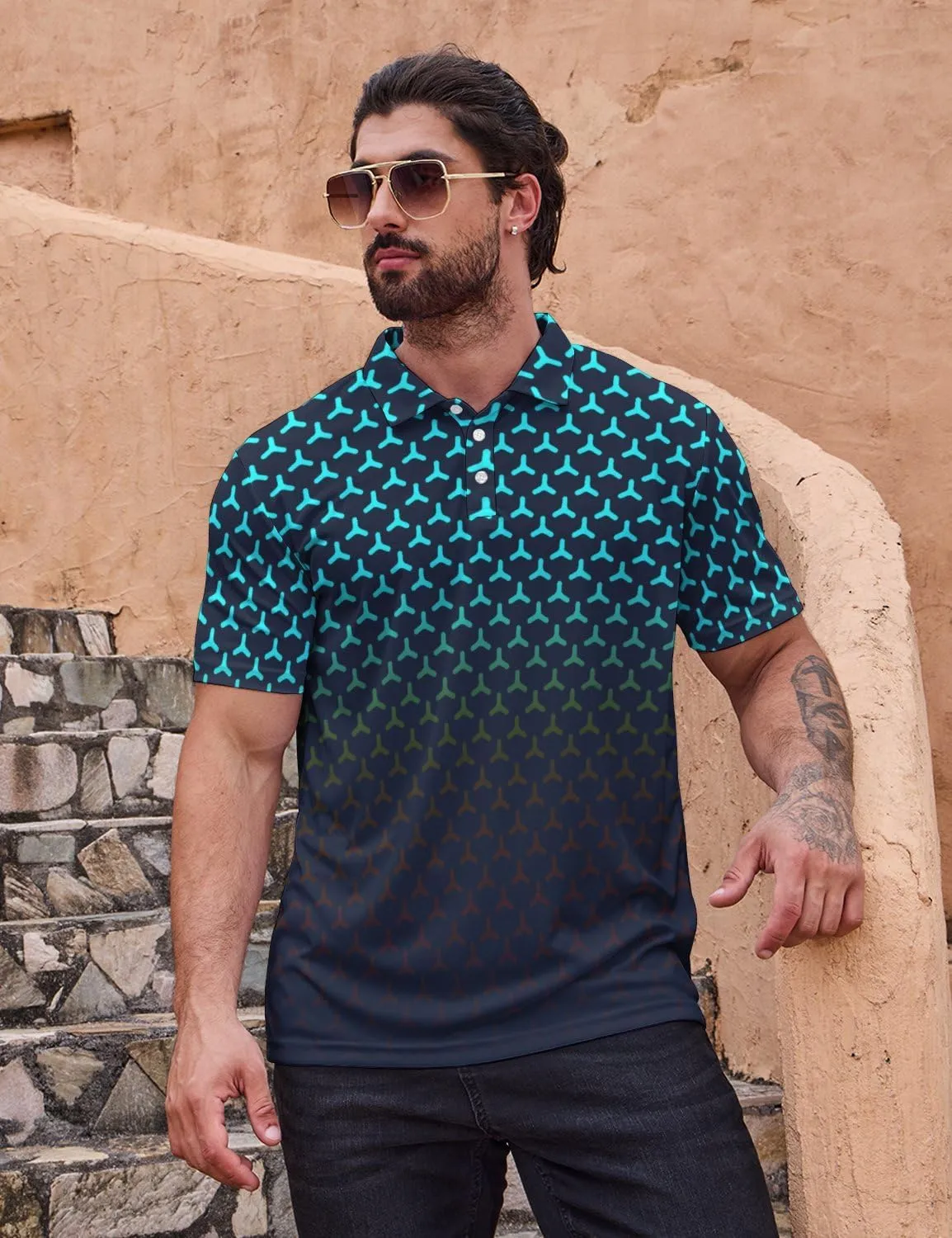 Golf Shirts for Men Quick Dry Funny Golf Polo Shirts Short Sleeve Moisture Wicking Polo Shirts for Men