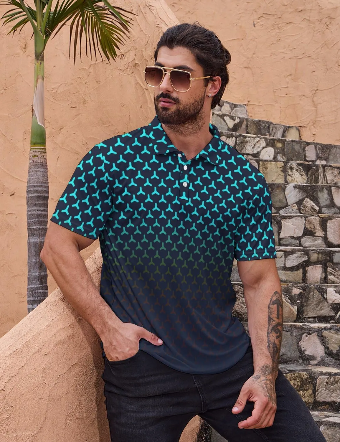 Golf Shirts for Men Quick Dry Funny Golf Polo Shirts Short Sleeve Moisture Wicking Polo Shirts for Men