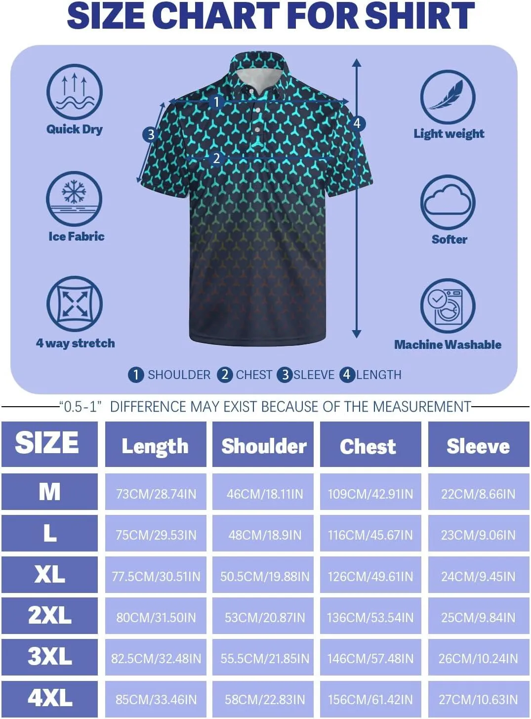Golf Shirts for Men Quick Dry Funny Golf Polo Shirts Short Sleeve Moisture Wicking Polo Shirts for Men