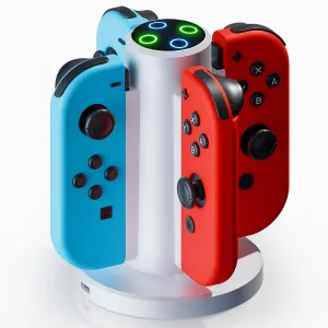 HONCAM Joycon Charging Dock for Switch Controller, Switch Accessories Compatible with Joycon,4 in 1 Charger with a USB Type-C Cord (White)