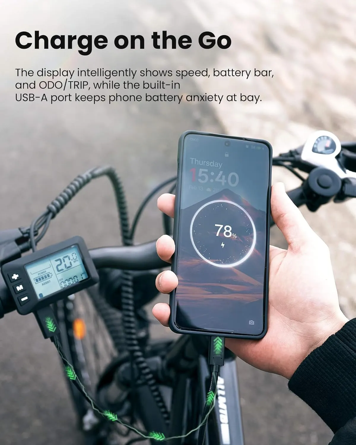 isinwheel M50 Electric Bike for Adults 27.5"2.3" ebike with 13Ah Removable Battery, Four-Link Suspension, 130 Lux Headlight, USB Charging Port, 20 mph Electric Mountain Bike with Cruise Control
