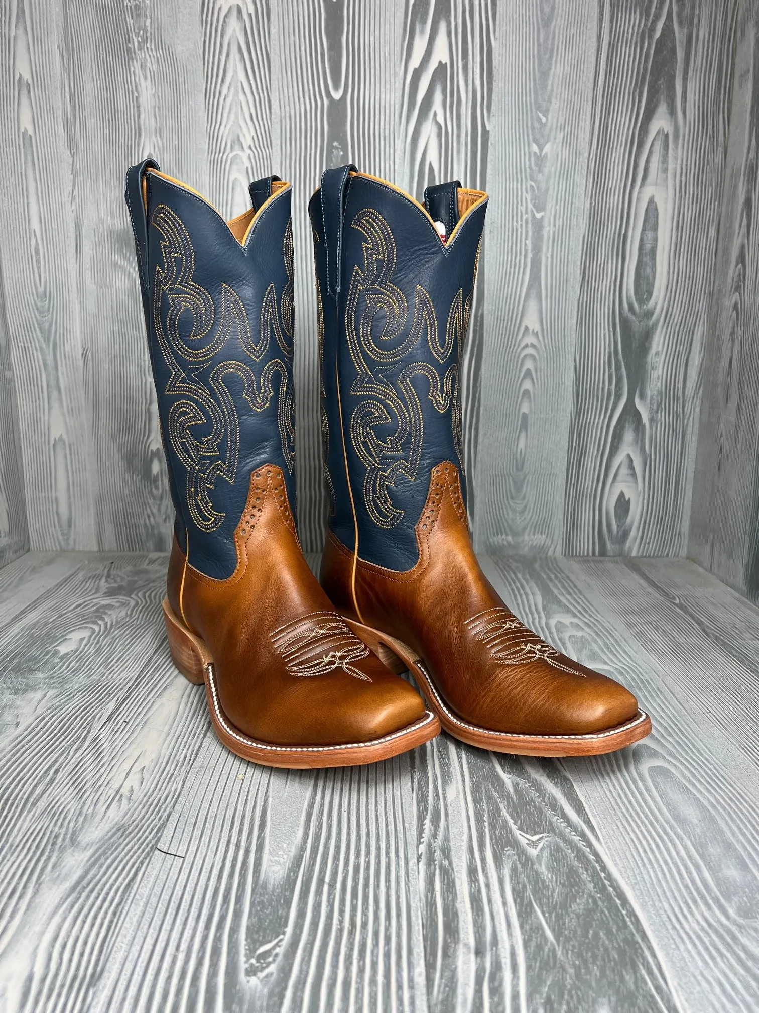 Men's Rios of Mercedes Tan Horsebutt with 13" Navy Waxy Kansas Tops