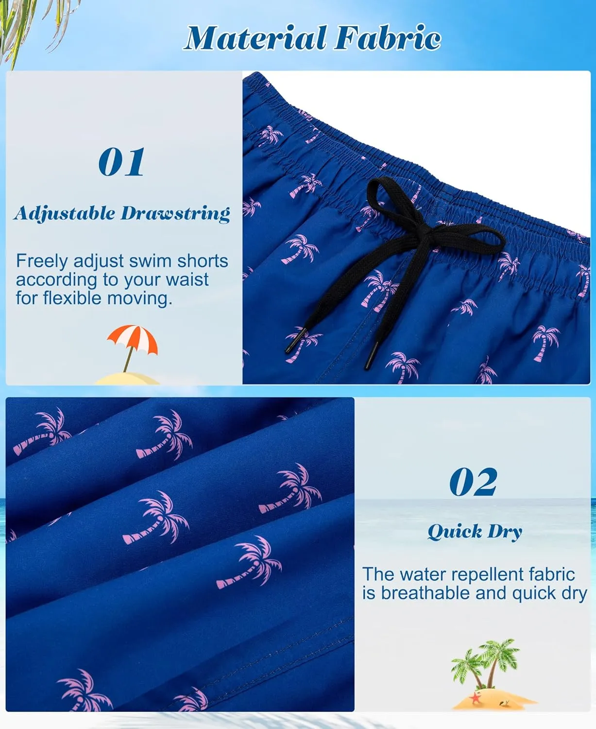 Men's Swim Trunks 5.5 Inch Bathing Suits for Men 2 in 1 Board Shorts with Compression Liner
