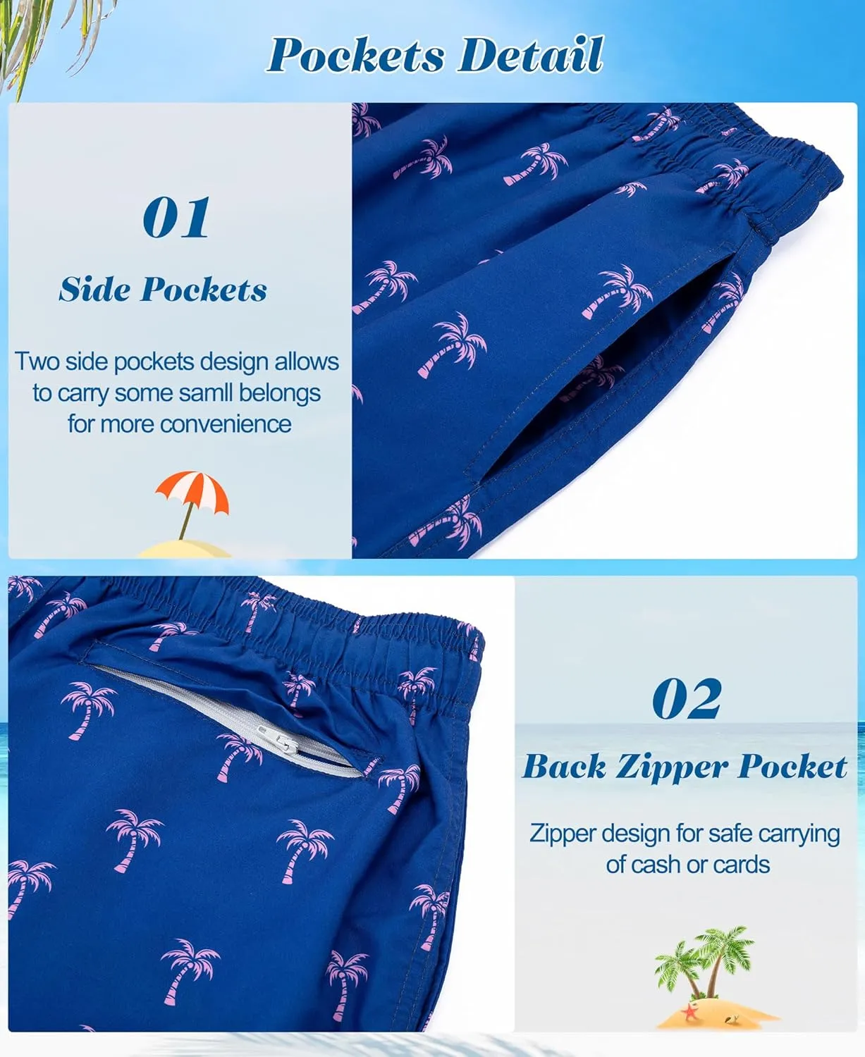 Men's Swim Trunks 5.5 Inch Bathing Suits for Men 2 in 1 Board Shorts with Compression Liner