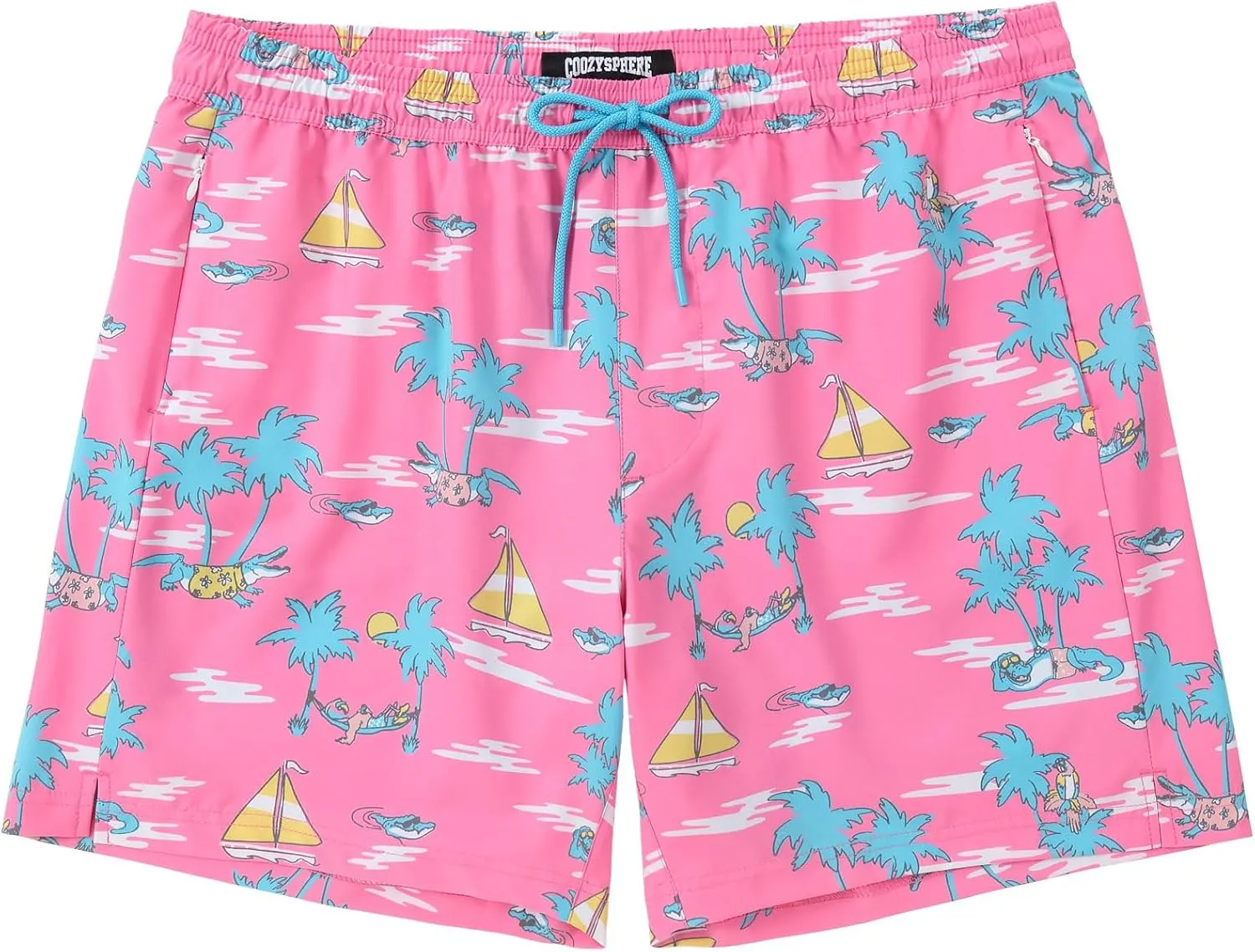 Mens Swim Trunks with Compression Liner 5 Inch Inseam Swimming Trunks Shorts for Men Bathing Suit