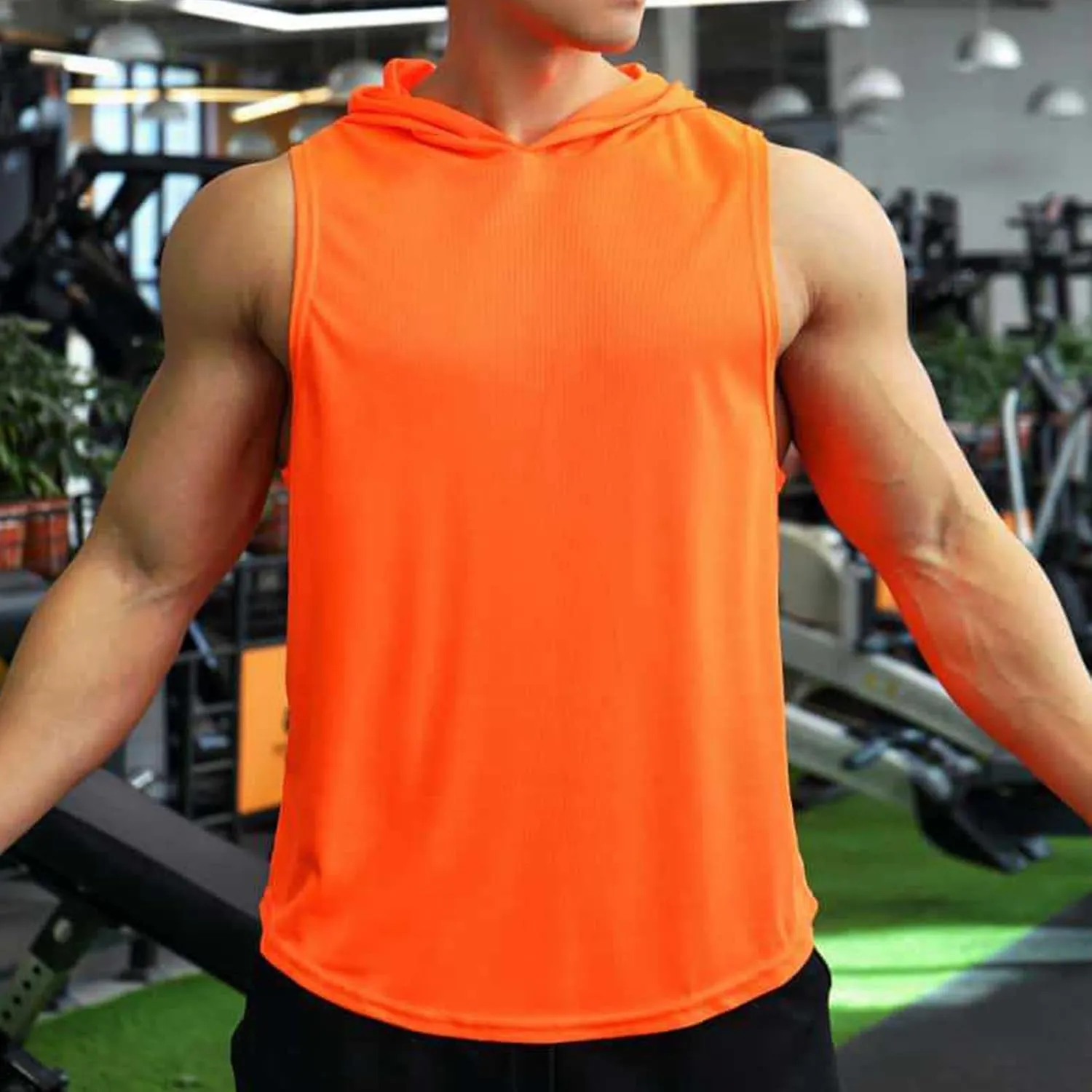 Mens Tank Top Lightweight Sleeveless Hoodie Muscle T-Shirt Summer Casual Cut Off Shirt Workout Running Gym Breathable Tee