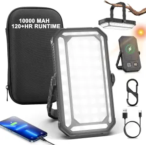 Rechargeable Camping Lantern, 10000mAh Dimmable Camp Lights with 12 Modes, High Brightness LCD Display Tent Light for Power Outages, Hurricane, Hiking, Fish, Emergency, Home Use (2PCS)