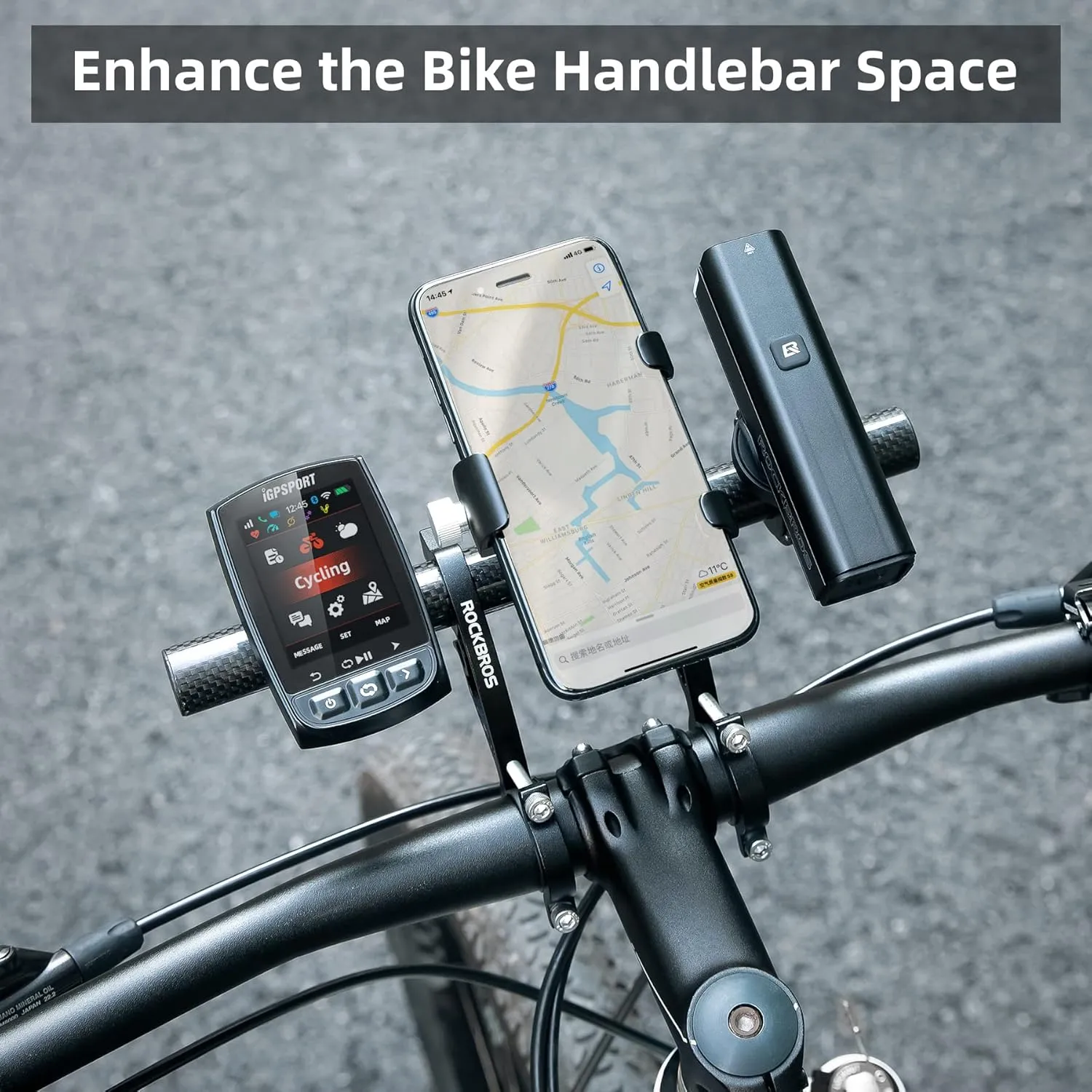 ROCKBROS Bike Handlebar Extender Double Bike Handlebar Bracket Bicycle Handlebar Extension Lightweight Durable for Holding Bicycle Speedometer, GPS, Phone Mount Holder,1Pcs