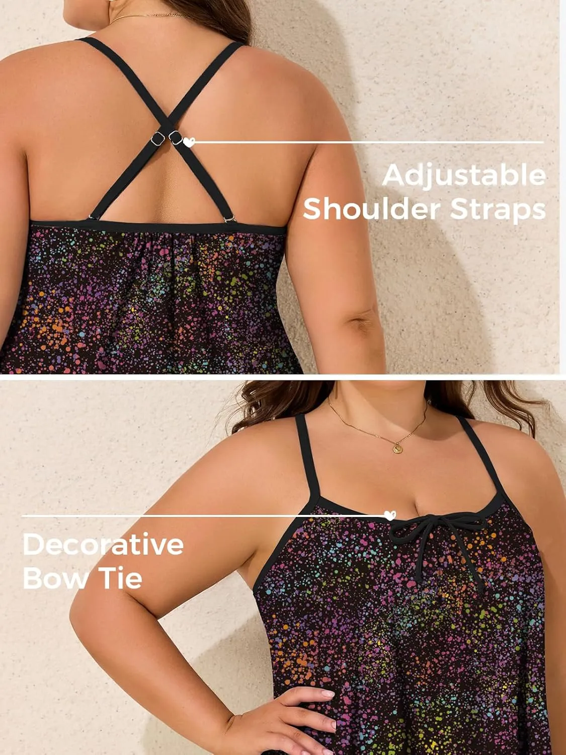 Summer Mae Plus Size Swimsuits for Women Two Piece Tankini Sets Tummy Control Bathing Suit Swimwear with Shorts