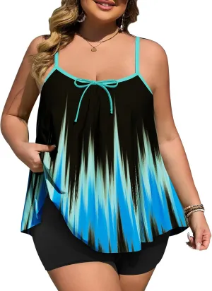 Summer Mae Plus Size Swimsuits for Women Two Piece Tankini Sets Tummy Control Bathing Suit Swimwear with Shorts