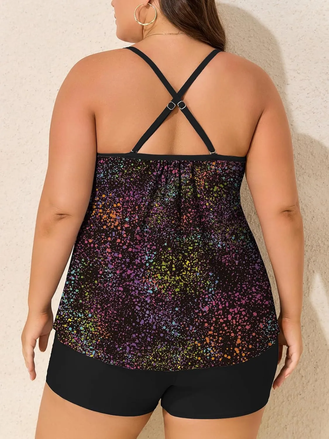 Summer Mae Plus Size Swimsuits for Women Two Piece Tankini Sets Tummy Control Bathing Suit Swimwear with Shorts