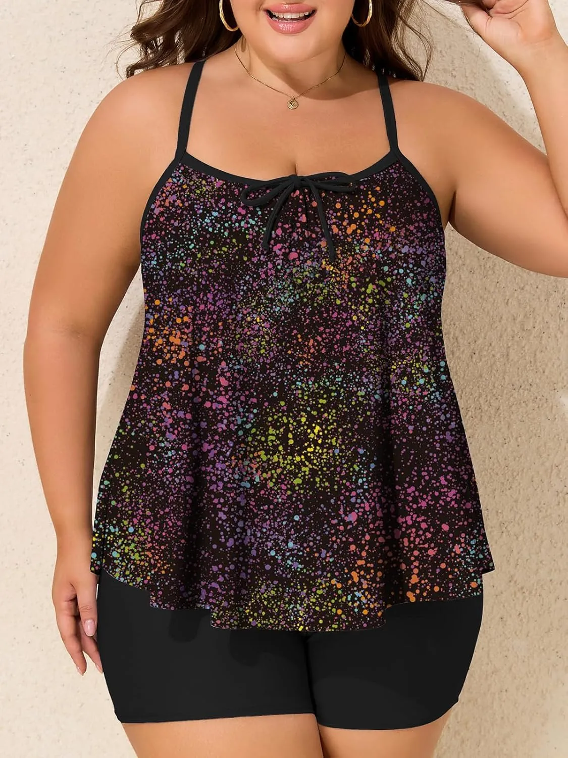 Summer Mae Plus Size Swimsuits for Women Two Piece Tankini Sets Tummy Control Bathing Suit Swimwear with Shorts