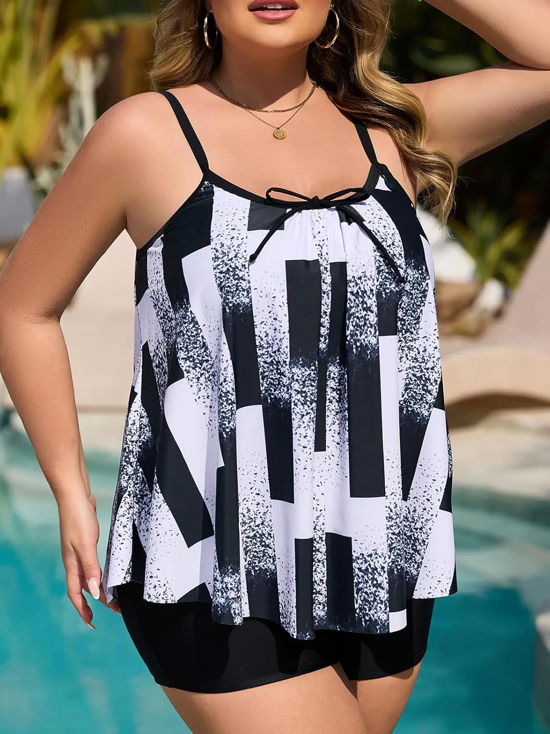 Summer Mae Plus Size Swimsuits for Women Two Piece Tankini Sets Tummy Control Bathing Suit Swimwear with Shorts