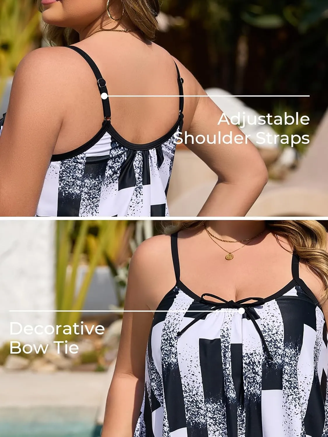 Summer Mae Plus Size Swimsuits for Women Two Piece Tankini Sets Tummy Control Bathing Suit Swimwear with Shorts