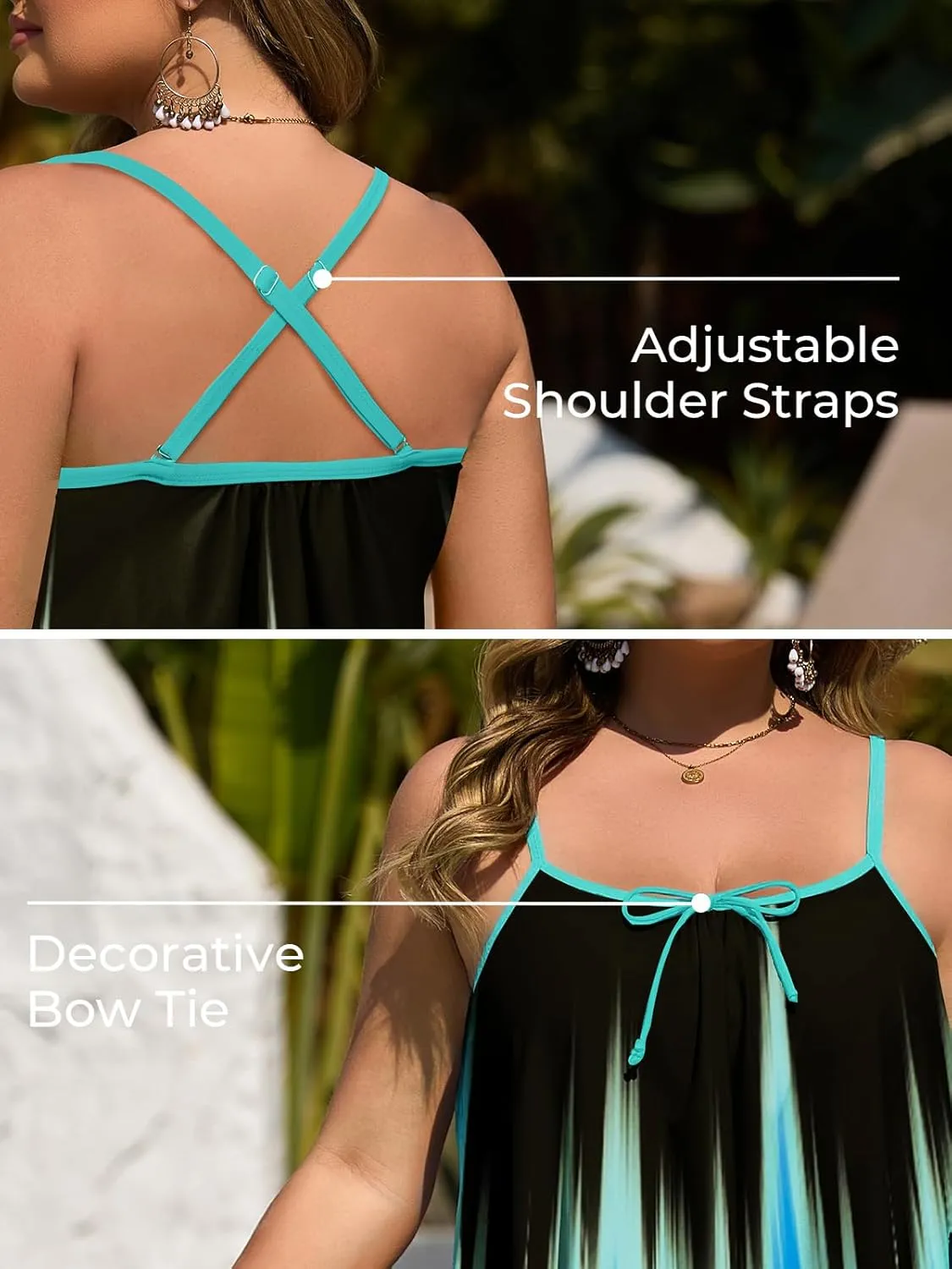 Summer Mae Plus Size Swimsuits for Women Two Piece Tankini Sets Tummy Control Bathing Suit Swimwear with Shorts